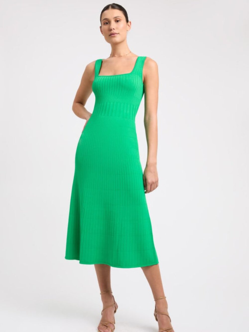 KOOKAÏ Ribbed Stretch Midi Dress - Island Green